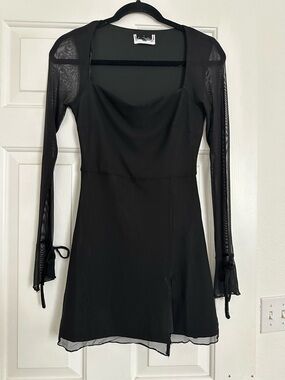 Princess Polly Black Long-Sleeve Mesh Dress